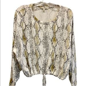 Express One Eleven‎ Gray & Yellow Print Top XS
